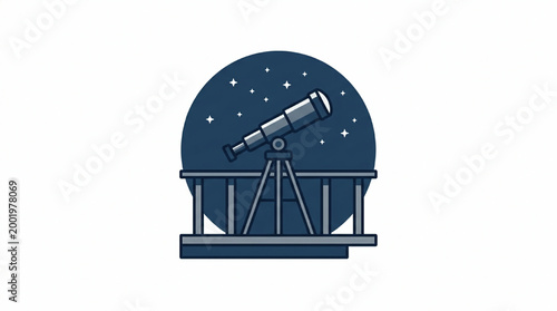 Illustration of a telescope looking at stars