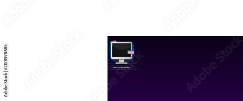 Retro computer monitor glitch smiley face 2024 glitch revival vector