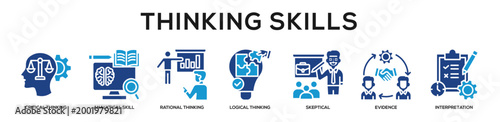 Glyphcolor - Thinking Skills web banner icon vector illustration concept
