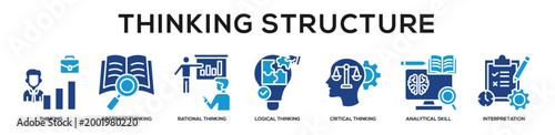 Glyphcolor - Thinking Structure web banner icon vector illustration concept