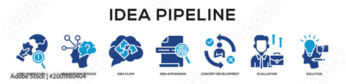 Glyphcolor - Idea Pipeline web banner icon vector illustration concept