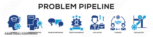 Glyphcolor - Problem Pipeline web banner icon vector illustration concept