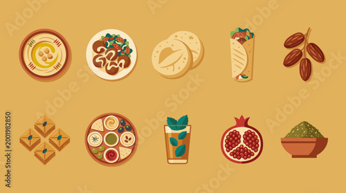 Middle Eastern Food Collection: A Delightful Culinary Illustration Set