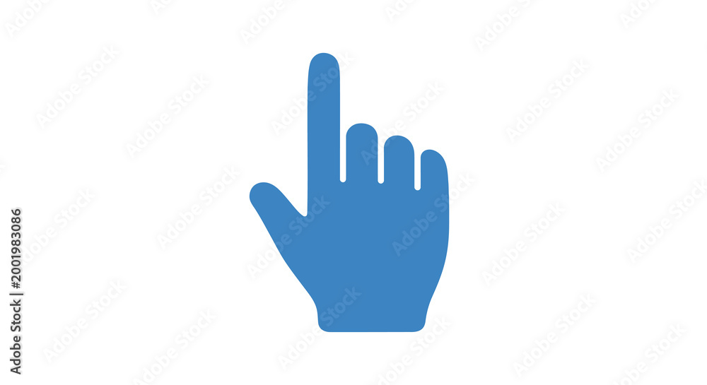 Fototapeta premium pointer hand icon in blue color on white background