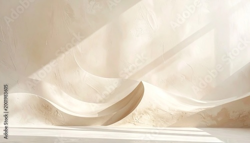 Abstract beige background with flowing cloth and shadows for design