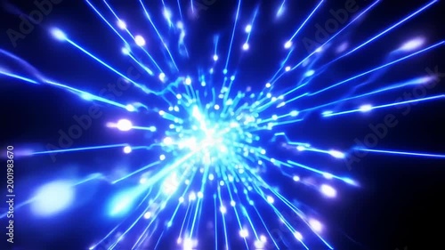 Digital Circuit Motion with Glowing Lines and Spots in Space