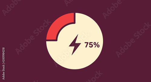 battery charge indicator with lightning bolt and percentage