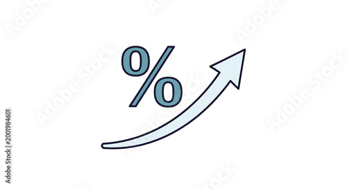 percentage increase icon with upward arrow high quality