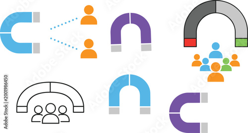 Lead generation concept, attracting customers with magnets, business networking and marketing strategy, corporate communication, professional talent recruitment