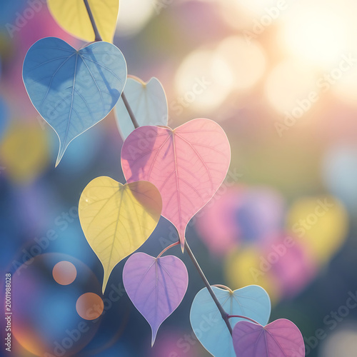 Leaves in the Shape of Heart Background, Autumn Love Mood Concept