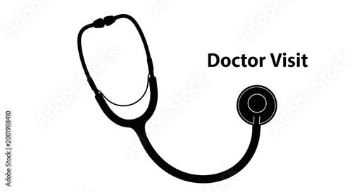 Stethoscope icon representing medical care and doctor visit symbolizing health checkup and patient consultation in black