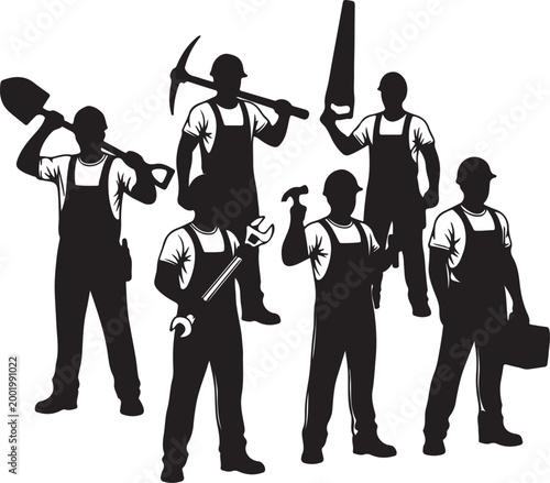 Silhouette vector illustration of a group of musicians performing music together