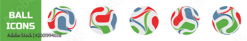 Konstfotografi Football Ball Icons Set Soccer Tournament Sports Ball Vector Collection