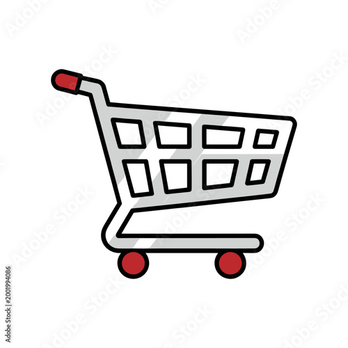 Minimalist shopping cart vector icon for e commerce and retail web design