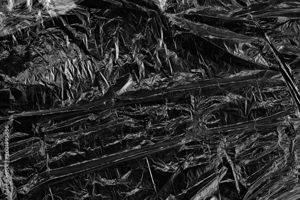 Obraz premium Transparent plastic wrap texture overlay isolated on PNG background.