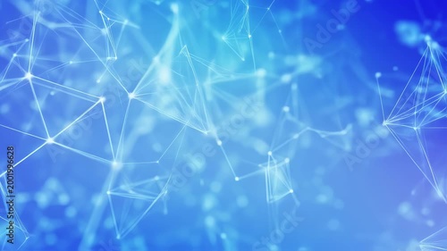 Abstract Technology Network Background in Blue and White Colors