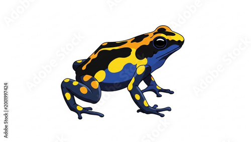 Yellow and Black Poison Dart Frog Tropical Amphibian