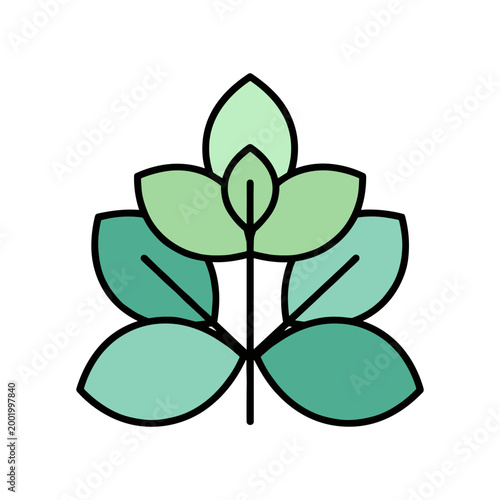 Minimalist mint leaf vector icon representing fresh herbal organic nature