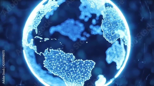 Digital Globe with Swirling Vortex of Data Transitioning Day to Night
