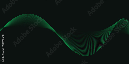Dark background Green Turquoise wave lines. Flowing waves design Abstract digital equalizer sound wave. Flow. illustration eps10