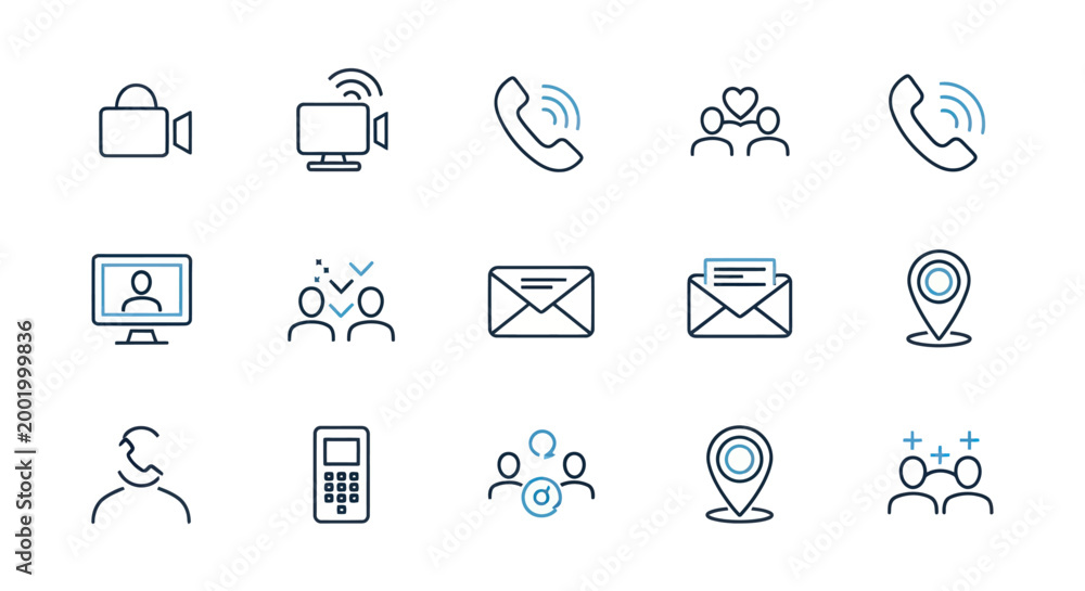 Fototapeta premium Set of modern communication and business icons