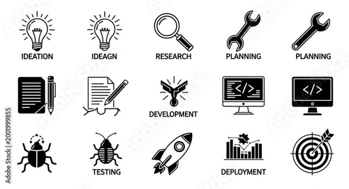 Software Development Process Icons Set.