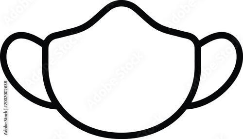Face Mask Icon Medical Surgical Protective Mask Outline Vector Illustration for Healthcare Safety Signage and Public Health Infographic Graphics