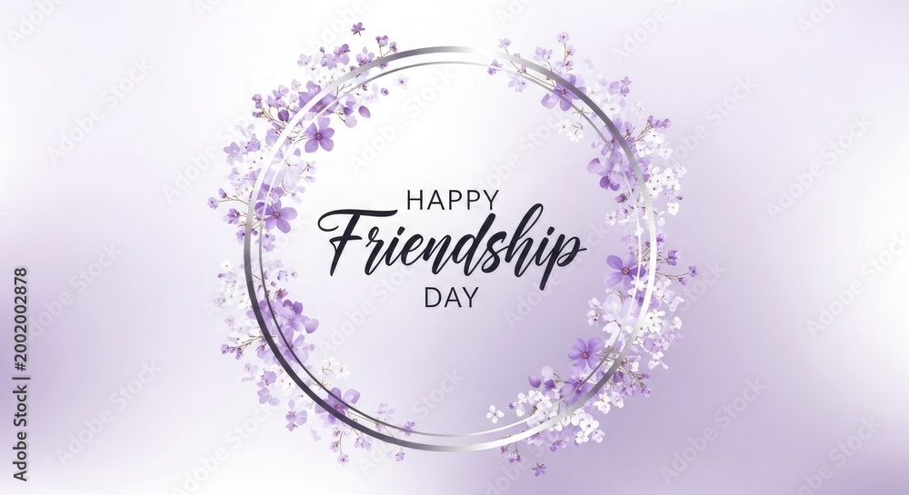 Obraz premium Happy friendship day floral wreath design for celebrating true friends