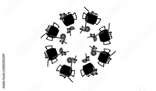 Stainless steel flask and coffee mugs in box mockup vector 3D set for branding packaging design