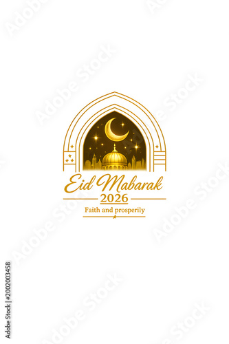 Arabesque Wreath Eid Mubarak 2026 Transparent PNG Luxury Design