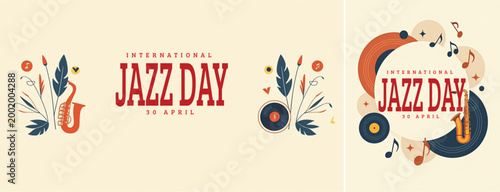 Elegant international jazz background, international jazz day background for social media, website template