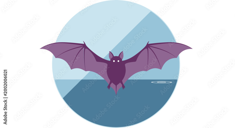 Fototapeta premium bat flying over water with geometric background