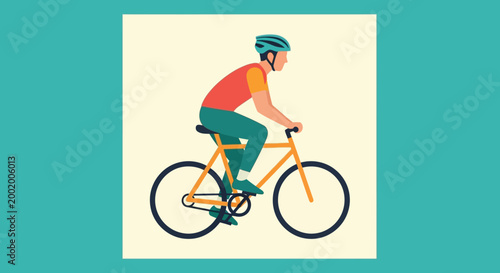 cyclist riding bicycle in colorful vector illustration