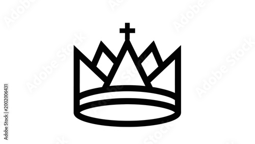 Minimalist Black and White Crown Icon, Royal Symbol, King or Queen Emblem