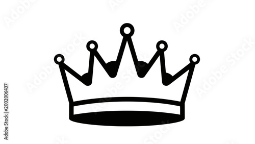 Black and White Crown Icon, Royal Symbol, Minimalist Design, Vector Graphic