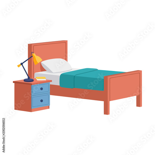 A single bed with nightstand.