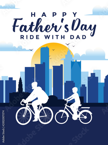Happy Father’s Day Bicycle Travel Design Father and Kid Outdoor Activity Template