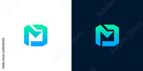 Modern geometric abstract letter M logo design, representing innovation and creativity