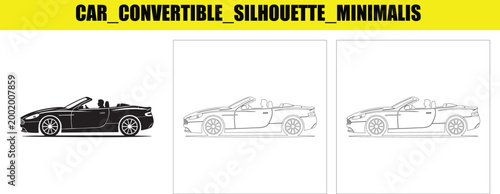 Car convertible silhouette minimalis graphic design side view vector art.