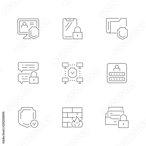 Set line icons of data protection
