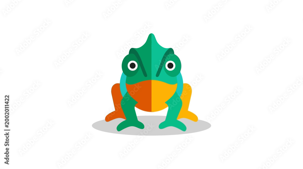Fototapeta premium Stylized vector illustration of a green frog on white background graphic design