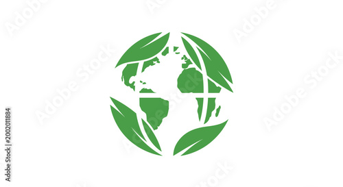 Tableau sur toile Green Earth Globe with Leaves.