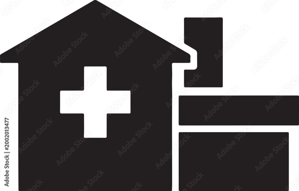 Obraz premium Hospital Building Icon Vector, Medical Clinic Exterior Illustration, Healthcare Facility Symbol