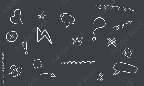 Hand drawn chalk doodle icons set on blackboard background vector illustration.