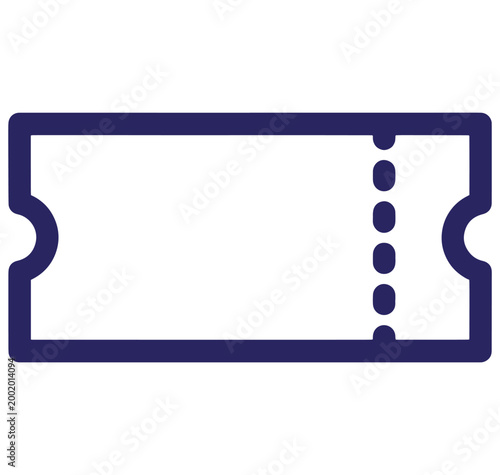 Ticket stub icon for event admission or travel voucher template