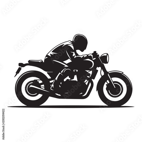 Motorcyclist racing silhouette vector illustration graphic design isolated on transparent background professional stock artwork.