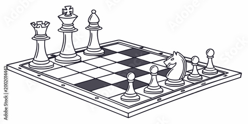 Quadro su tela Isometric chess board setup with king queen bishop and pawns strategy isometric