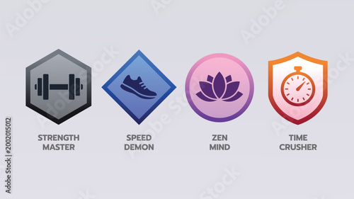 Personal Growth and Wellness Achievement Icons Set