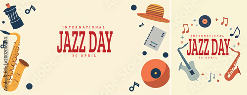 Elegant international jazz background, international jazz day background for social media, website template