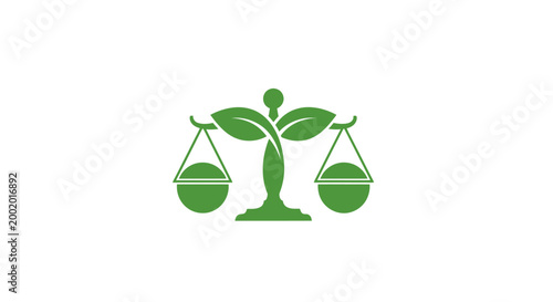 Green scales with leafy plant.